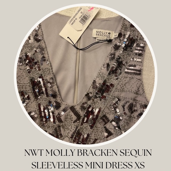 NWT MOLLY BRACKEN SEQUIN 
SLEEVELESS MINI DRESS XS - Picture 1 of 6
